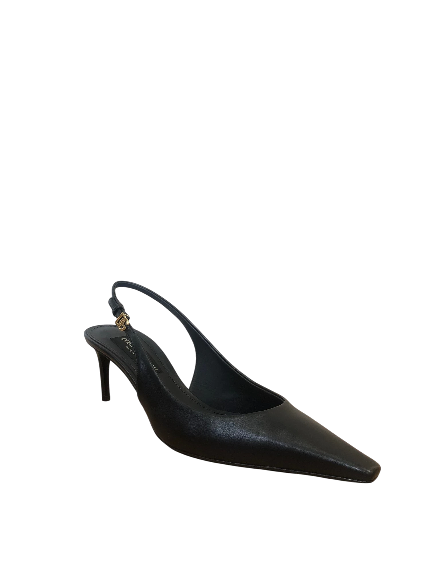 D&G Black Leather Slingback