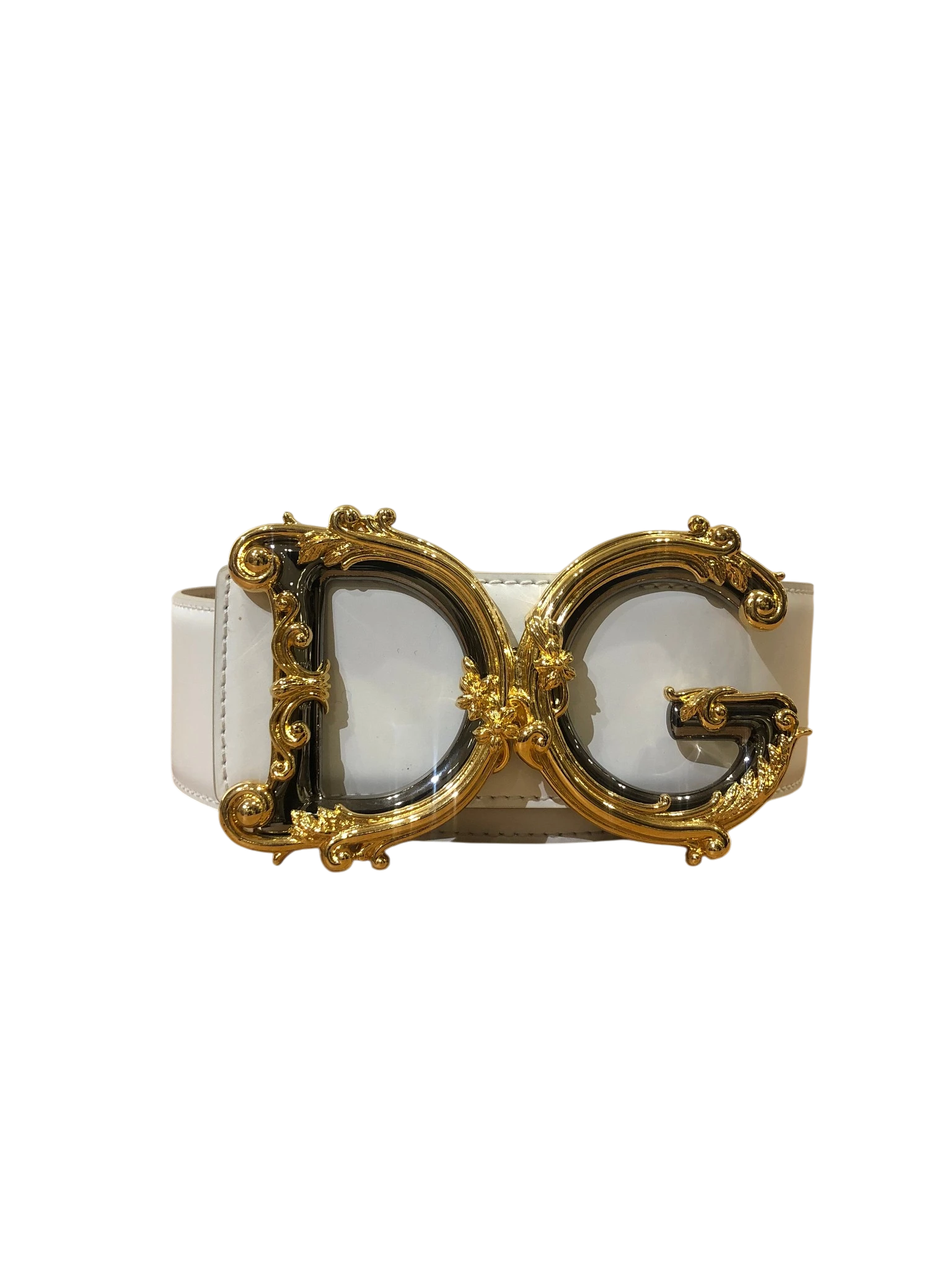 D&G white calfskin belt