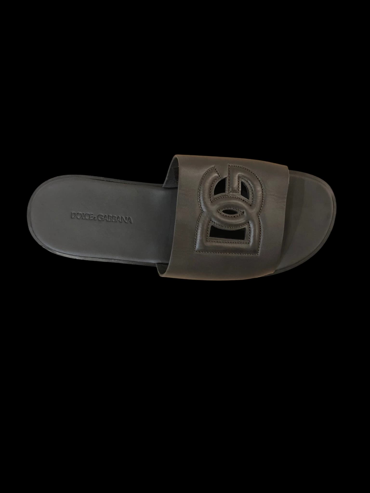 D&G Brown Leather Slippers