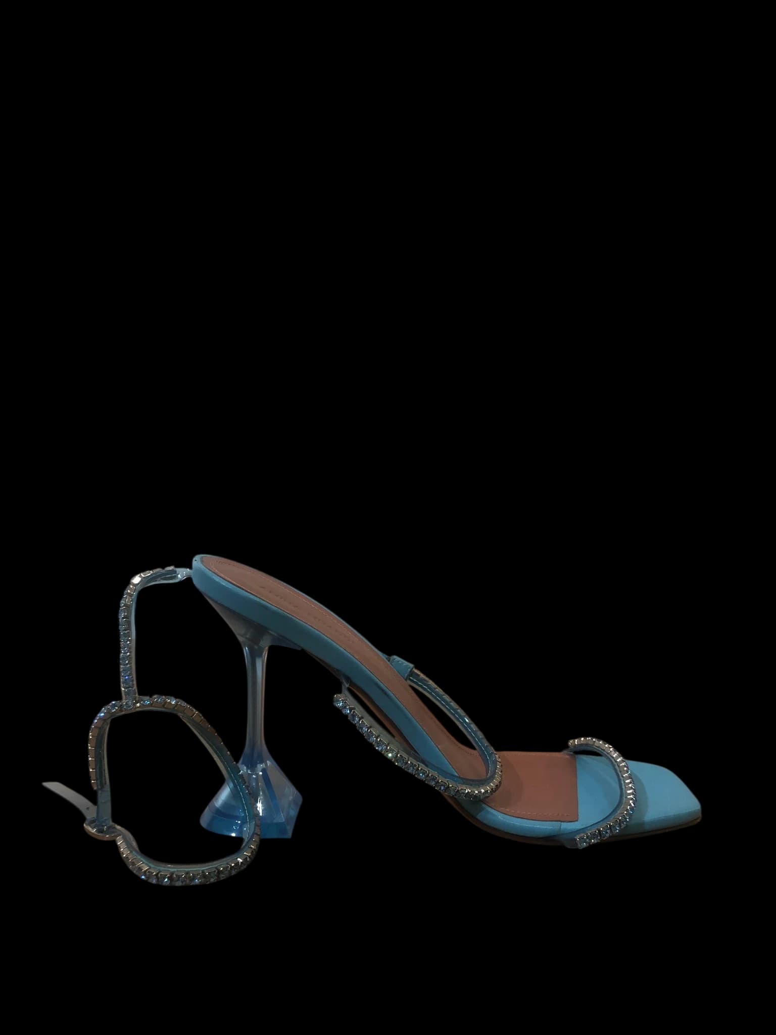 Amina Muaddi blue heels