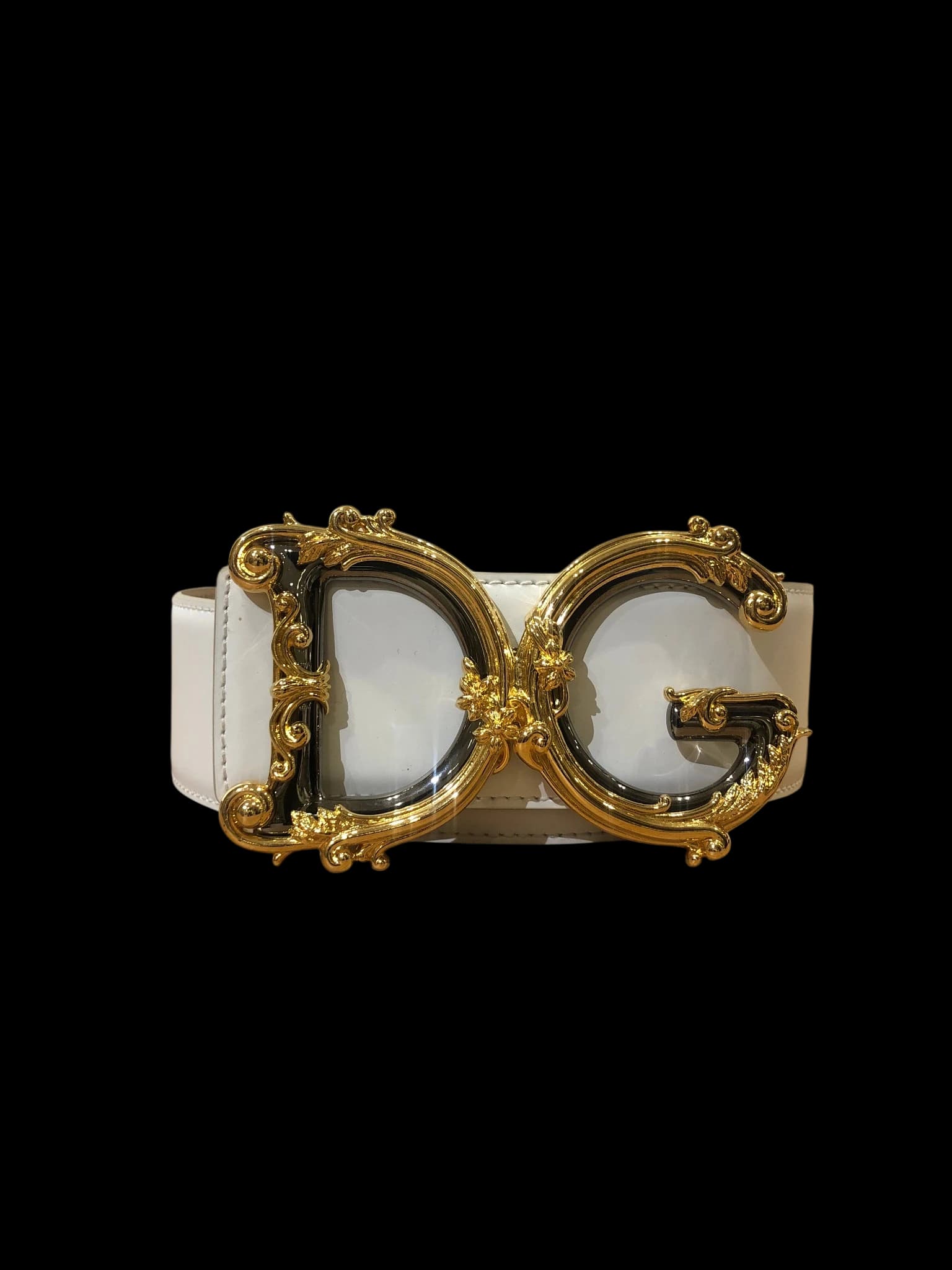 D&G white calfskin belt