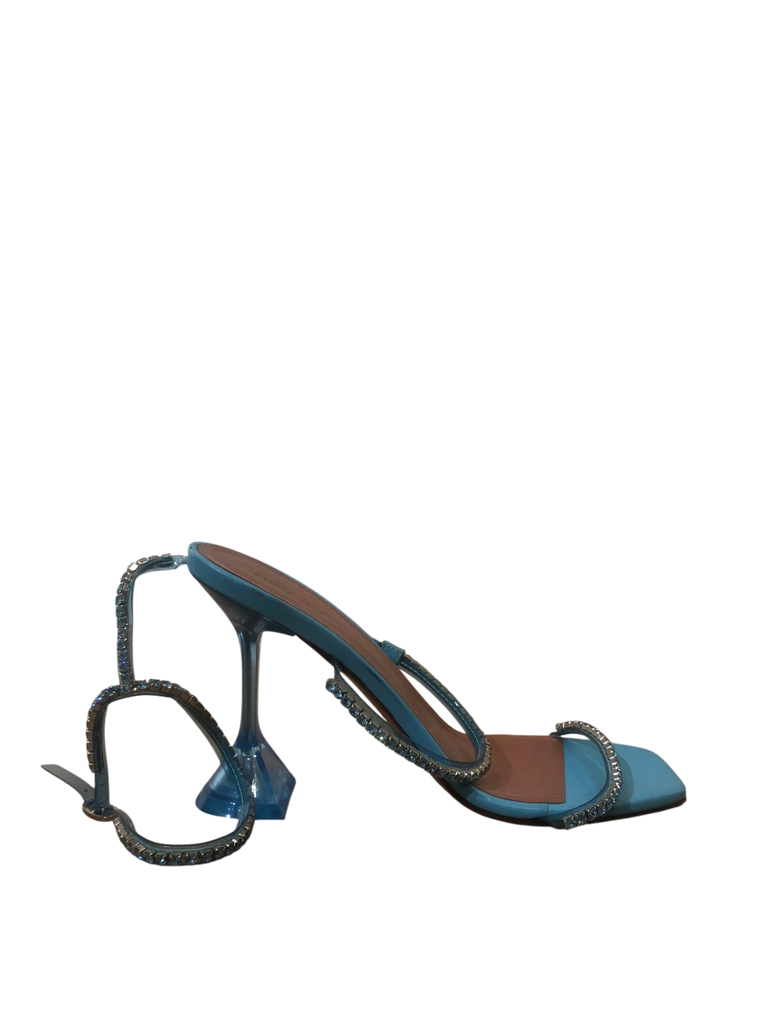 Amina Muaddi blue heels