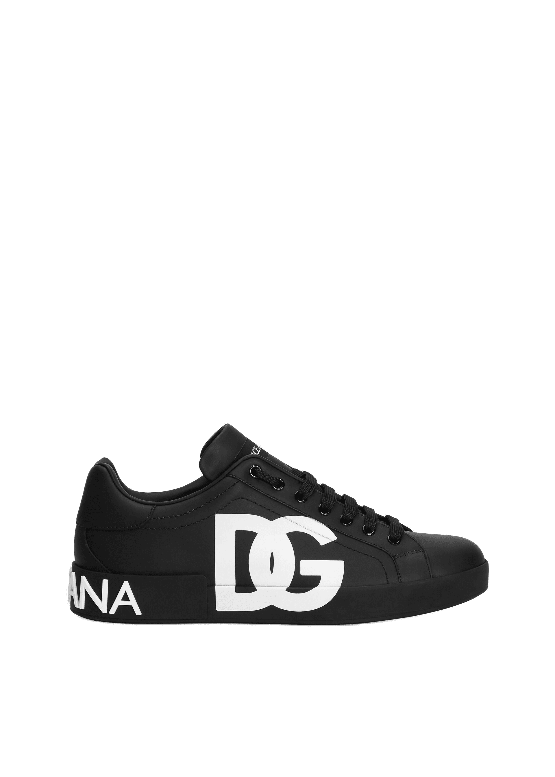 D&G Black Nappa Logo Print Sneakers